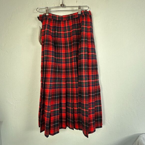 Pendleton Women Red Authentic Macinnes Tartan Wool Pleated Midi Skirt 10 New $95 - Picture 2 of 7